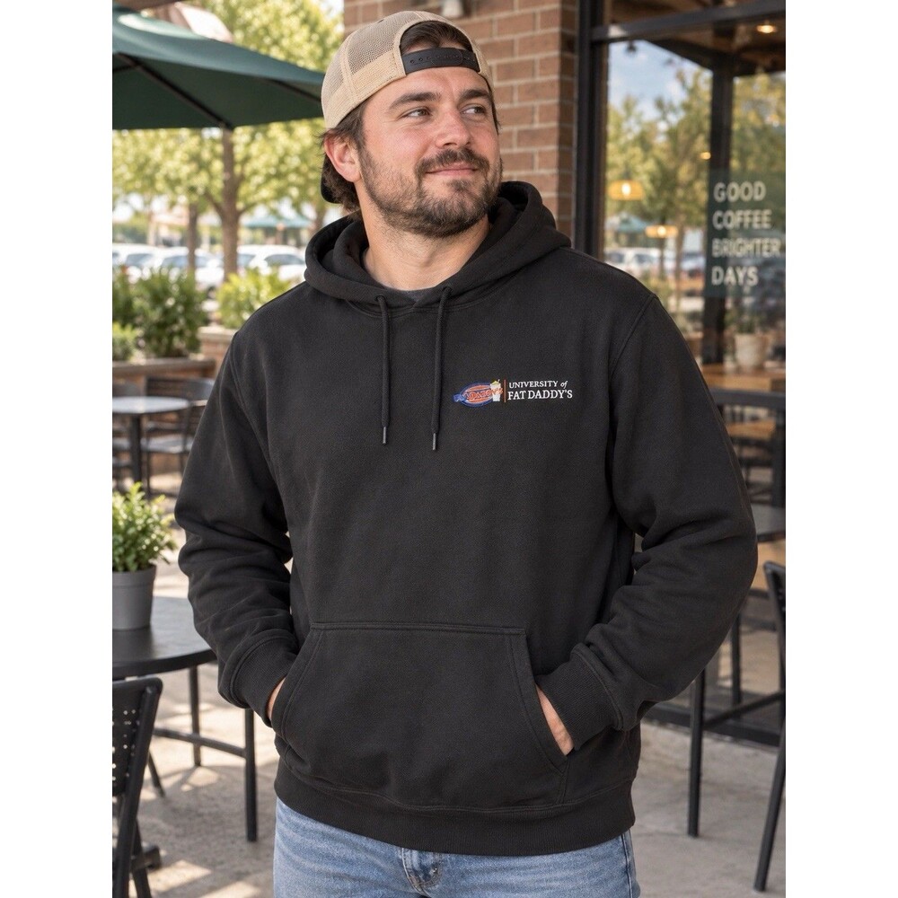 DSG University of Fat Daddy’s Men’s Large Black Pullover Hoodie Graphic Back